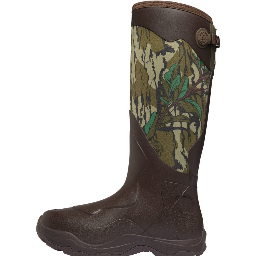 Men'S LaCrosse | Lacrosse Men'S Alpha Agility 17" Soft Toe Wp Rubber Hunt Boot - 339073 Mossy Oak Green Leaf