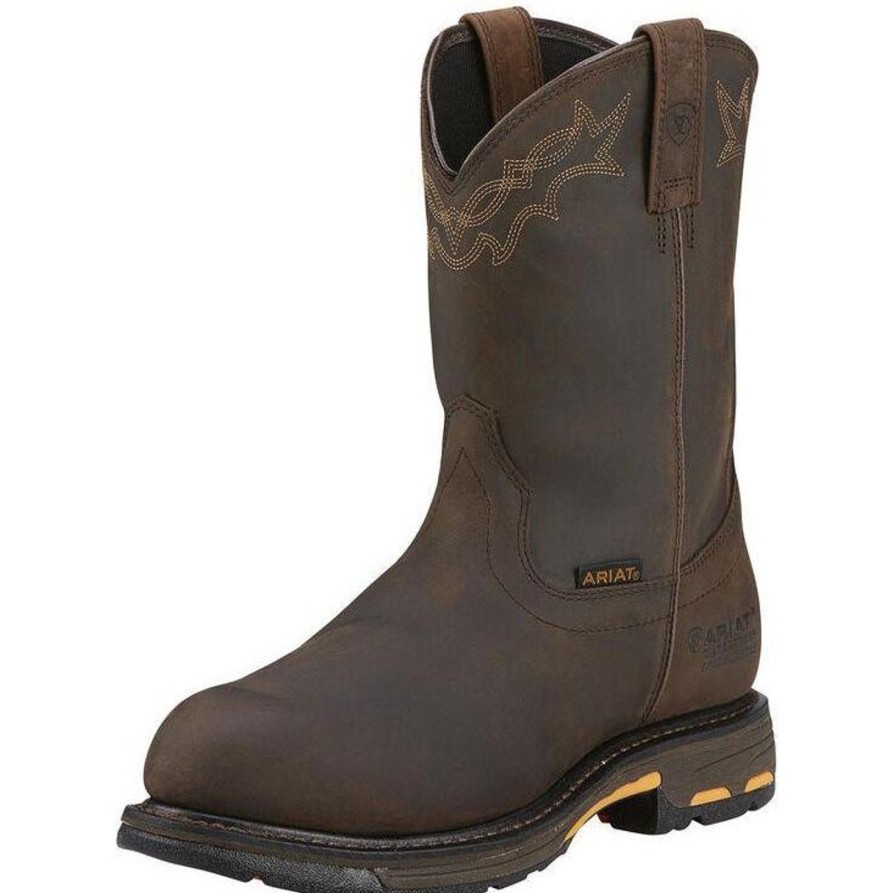 Men'S Ariat | Ariat Men'S Workhog 10" Comp Toe Wp Western Work Boot - Oily 10001200 Brown