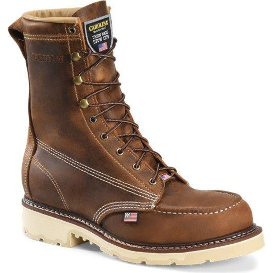 Men'S Carolina | Carolina Men'S Ferric8" Steel Toe Moc Toe Work Boot Ca7516 Brown