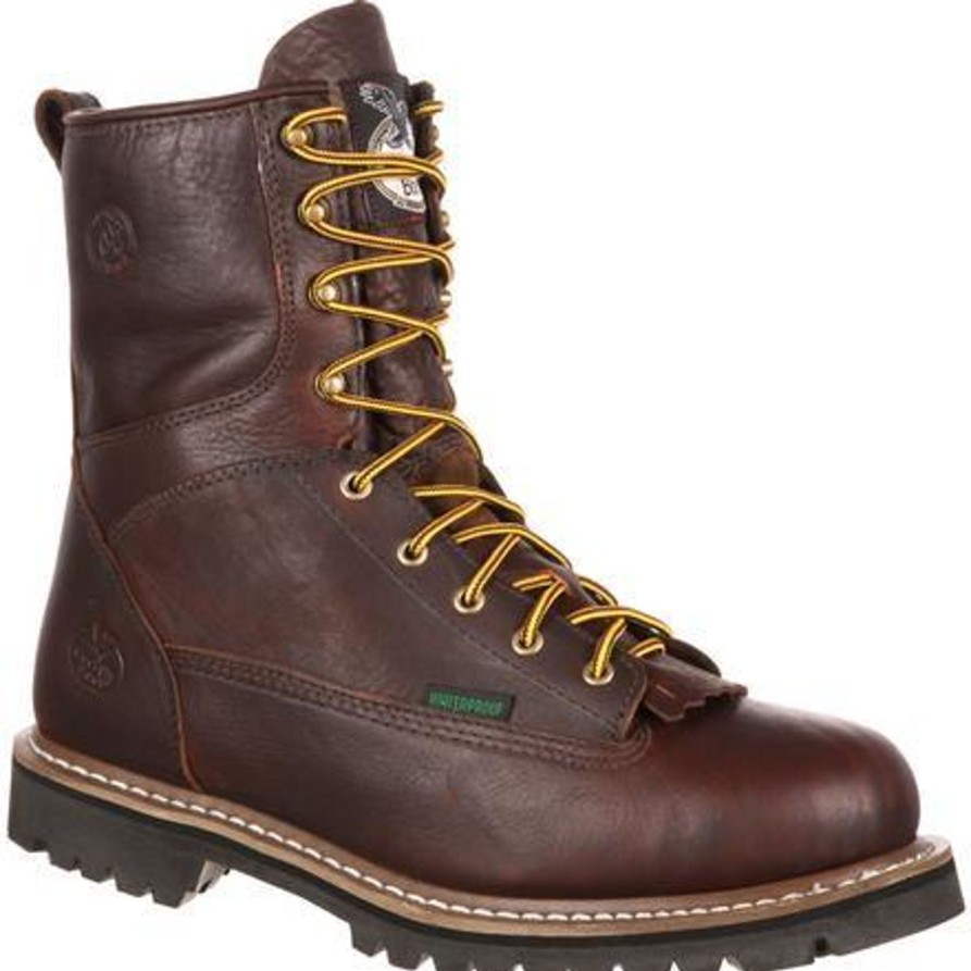 Men'S Georgia | Georgia Men'S 8" Waterproof Lace To Toe Work Boot G101 Brown