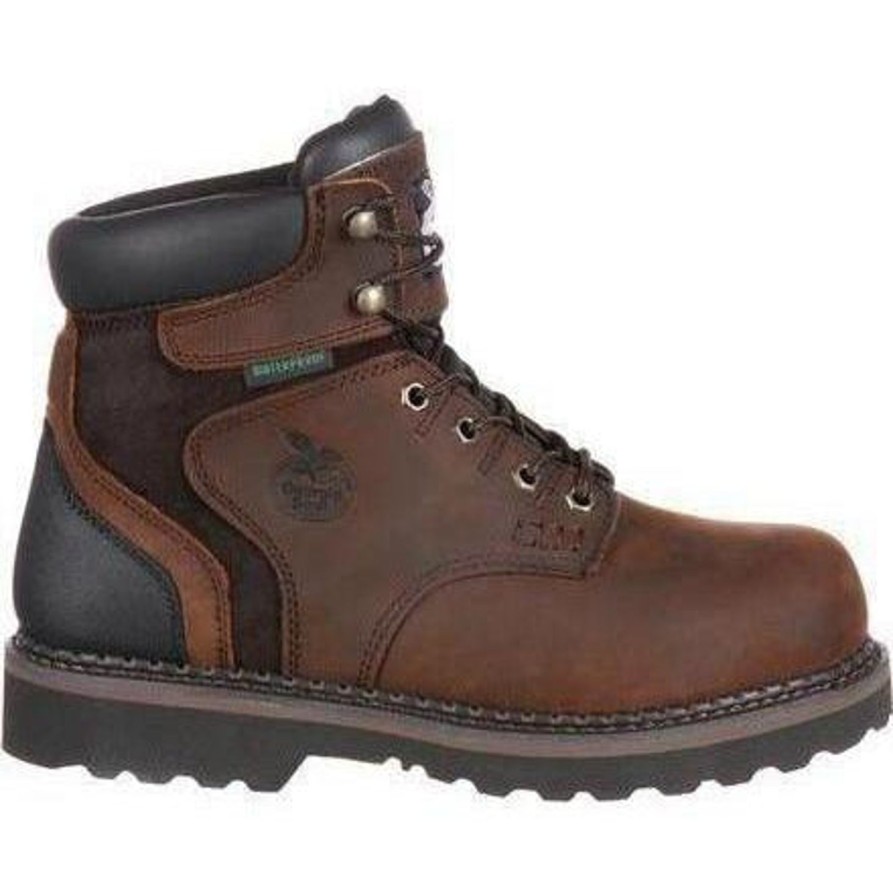 Men'S Georgia | Georgia Men'S Brookville 6" Waterproof Work Boot - Brown - G7134 Dark Brown