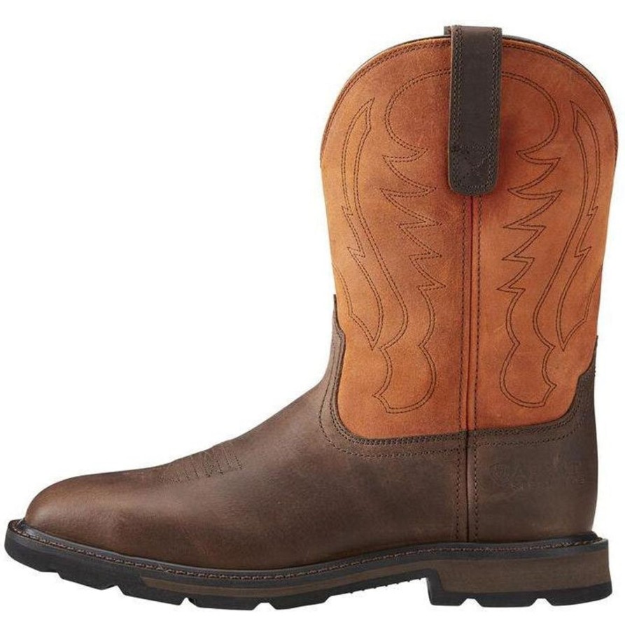 Men'S Ariat | Ariat Men'S Groundbreaker 10" Wide Stl Toe Western Work Boot - 10015191 Brown