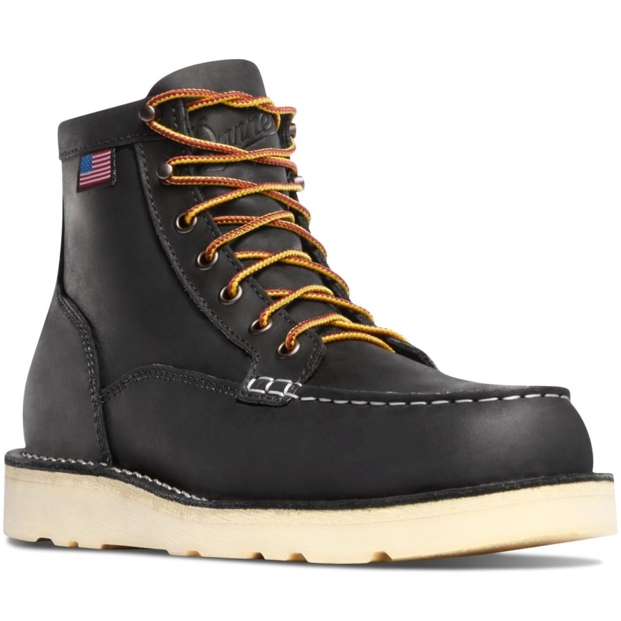 Men'S Danner | Danner Men'S Bull Run Usa Made6" Moc Steel Toe Wedge Work Boot 15569 Black