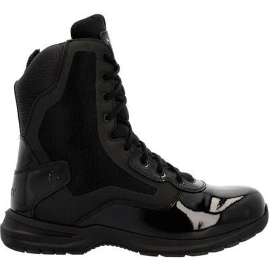 Men'S Rocky | Rocky Men'S Cadet 8" Side Zip Public Service Duty Boot Rkd0103 Black