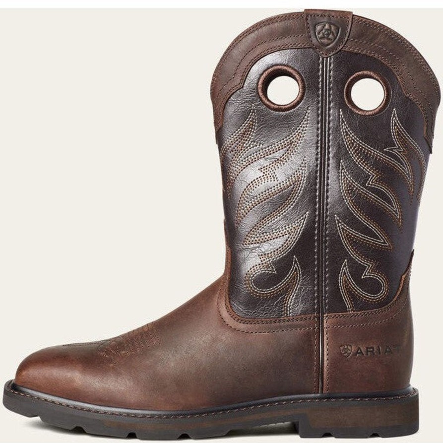 Men'S Ariat | Ariat Men'S Groundwork Soft Toe Western Work Boot 10034718 Brown