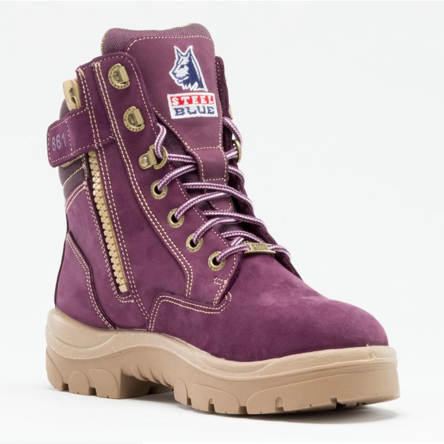 Women'S Steel Blue | Steel Blue Women'S Southern Cross Side Zip Steel Toe Work Boot 892861 Purple