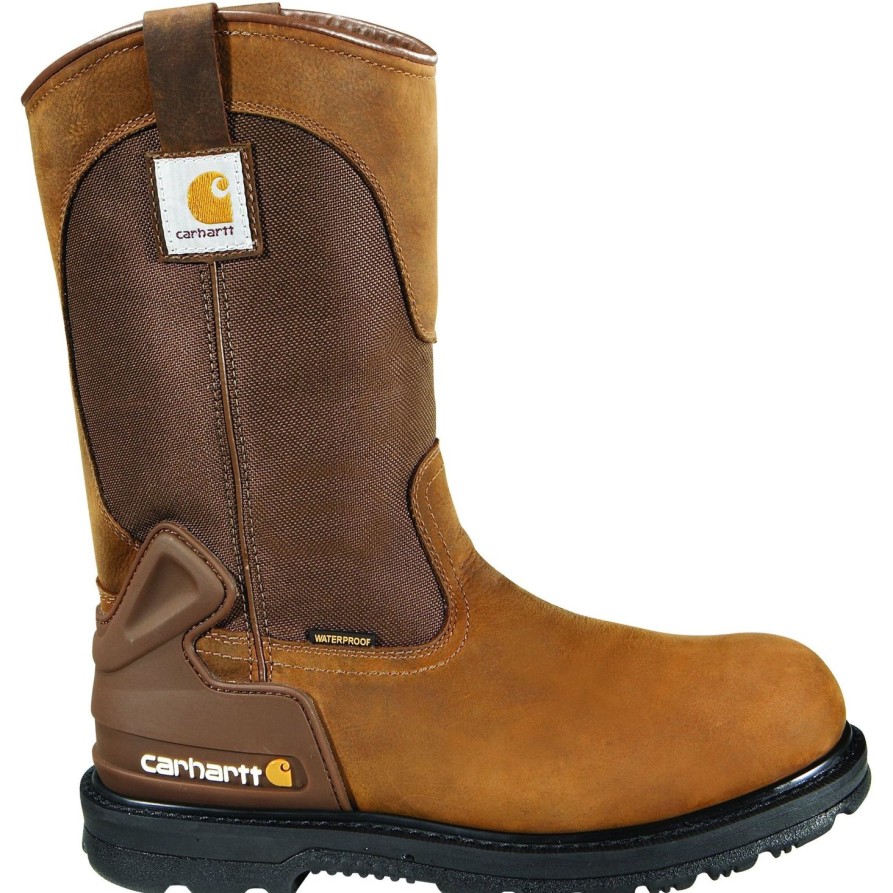 Men'S Carhartt | Carhartt Men'S 11" Steel Toe Wp Wellington Work Boot Cmp1200 Brown