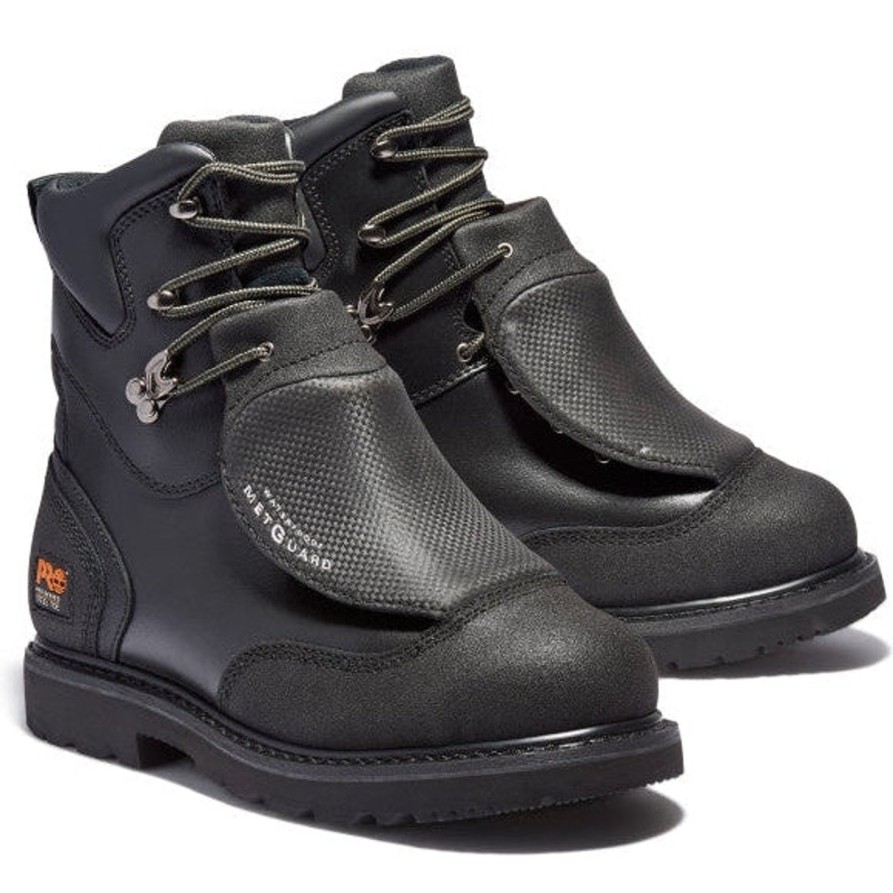 Men'S Timberland Pro | Timberland Pro Men'S 8" Stl Toe Wp Ext Metguard Work Boot Tb053530001 Black