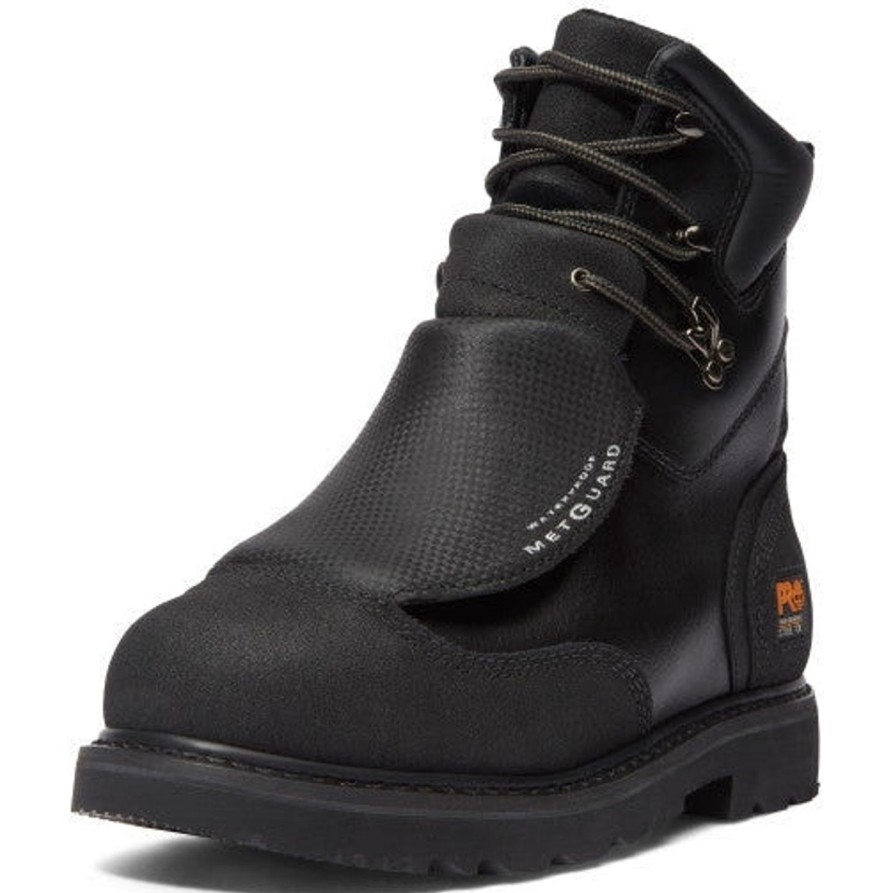 Men'S Timberland Pro | Timberland Pro Men'S 8" Stl Toe Wp Ext Metguard Work Boot Tb053530001 Black