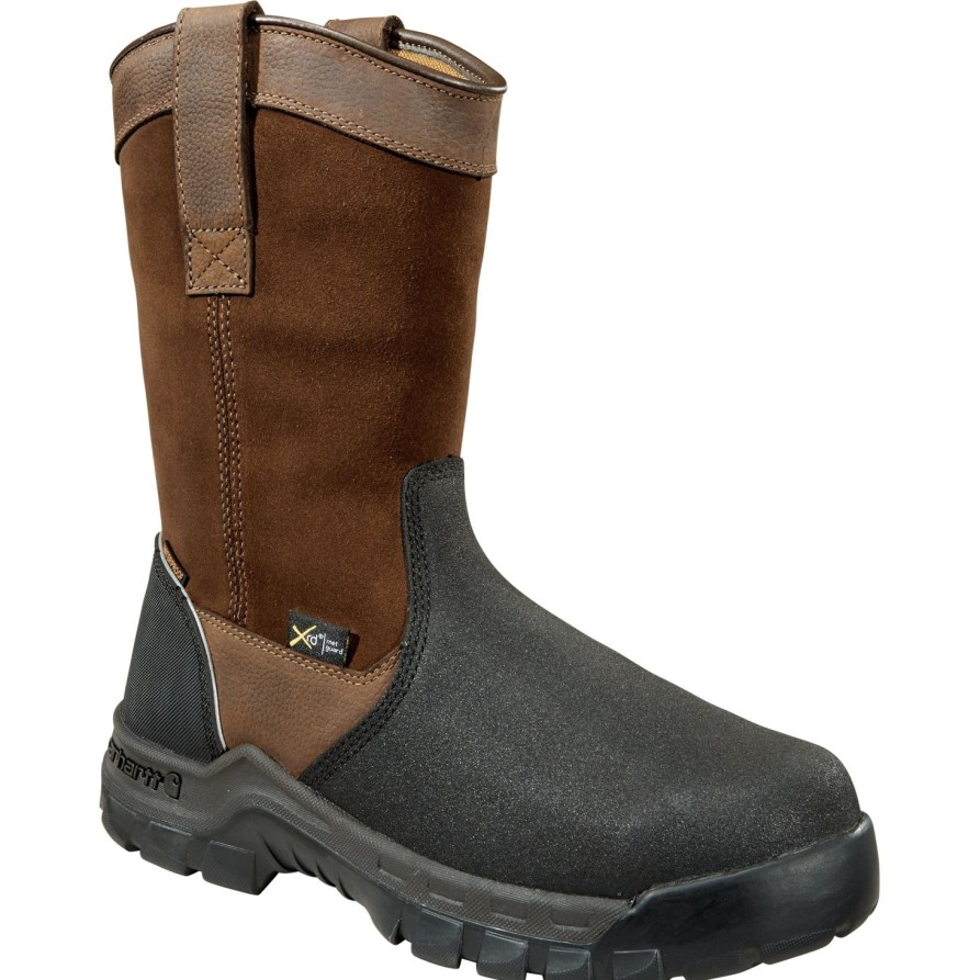 Men'S Carhartt | Carhartt Men'S Wellington 11" Comp Toe Wp Metguard Work Boot - Cmf1721 Brown