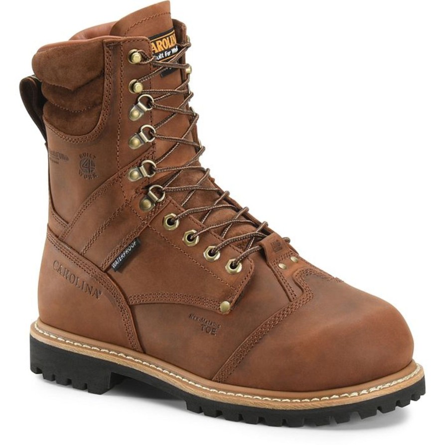 Men'S Carolina | Carolina Men'S Metpro Crazy Hardrock 8" Comp Toe Wp Work Boot Ca7921 Brown