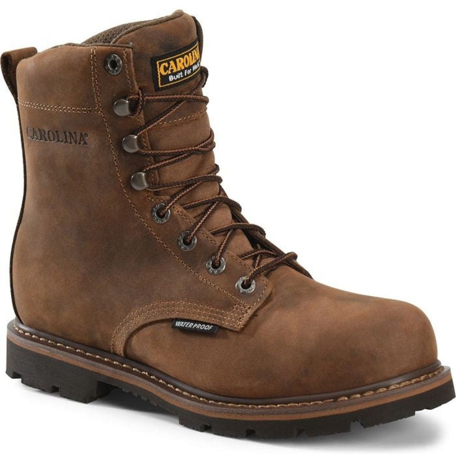 Men'S Carolina | Carolina Men'S Installer 8" Steel Toe Wp Slip Resist Work Boot Ca3557 Brown