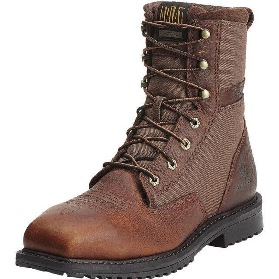 Men'S Ariat | Ariat Men'S Rigtek 8" Wide Comp Toe Western Work Boot 10012927 Brown