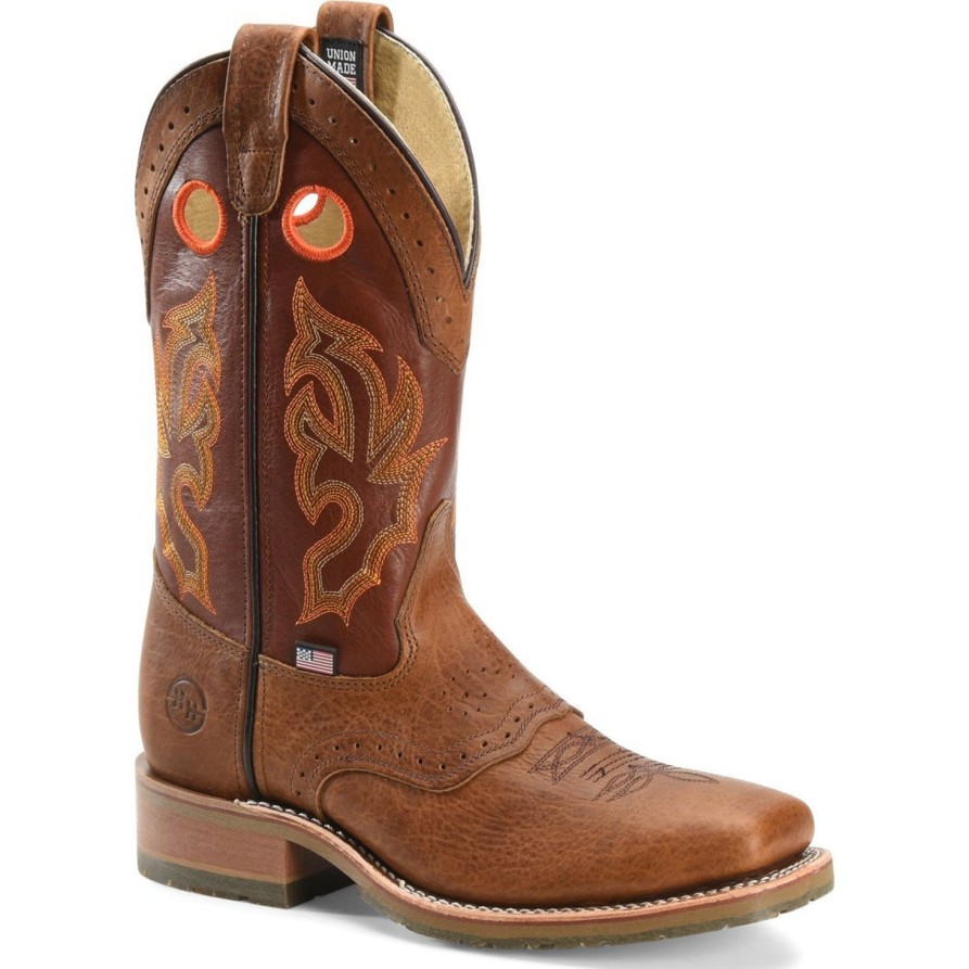 Men'S Double H | Double H Men'S Mickey 12" Steel Toe Usa Made Western Work Boot- Dh5400 Brown