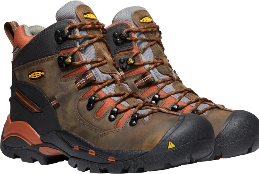 Men'S Keen | Keen Utility Men'S Pittsburgh 6" Soft Toe Wp Work Boot 1009709 Brown