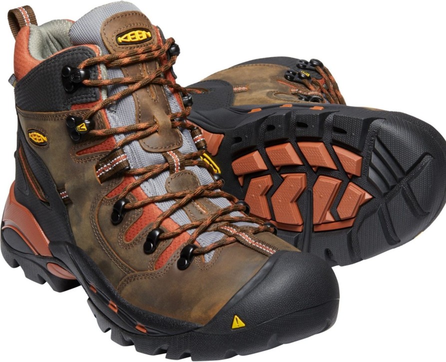 Men'S Keen | Keen Utility Men'S Pittsburgh 6" Soft Toe Wp Work Boot 1009709 Brown