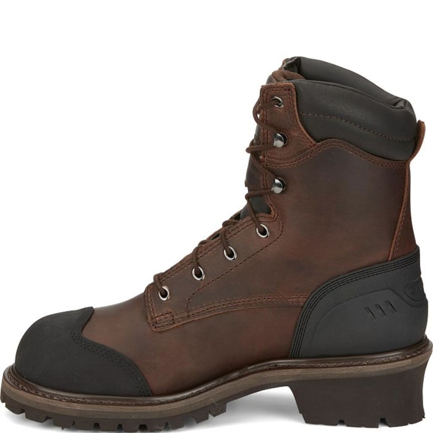 Men'S Chippewa | Chippewa Men'S Aldarion 8" Comp Toe Wp 400G Ins Logger Work Boot - 55053 Brown