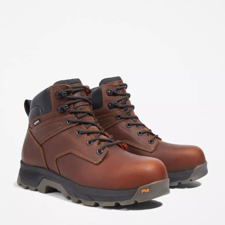 Men'S Timberland Pro | Timberland Pro Men'S Titan Ev 6" Wp Comp Toe Work Boot Tb0A42Fy214 Brown