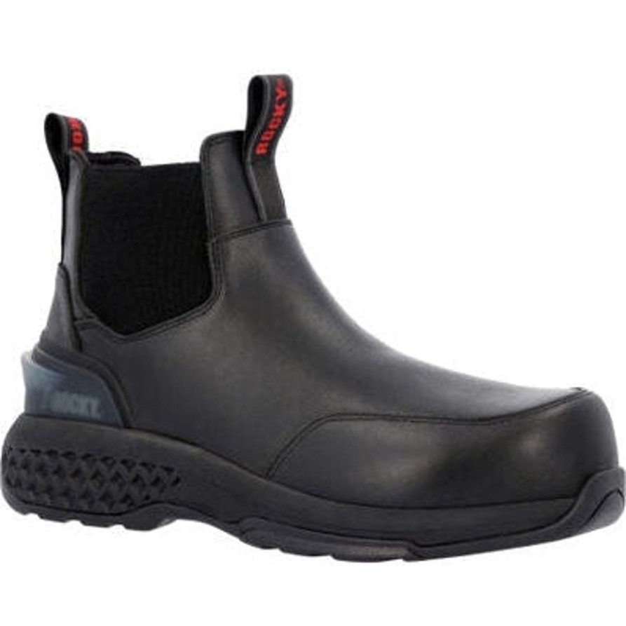 Men'S Rocky | Rocky Men'S Code Red Station 6" Ct Slip On Work Boot Rkd0114 Black