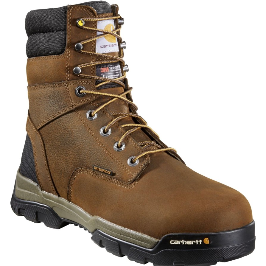 Men'S Carhartt | Carhartt Men'S Ground Force 8" Comp Toe Wp 600G Ins Work Boot - Cme8347 Brown