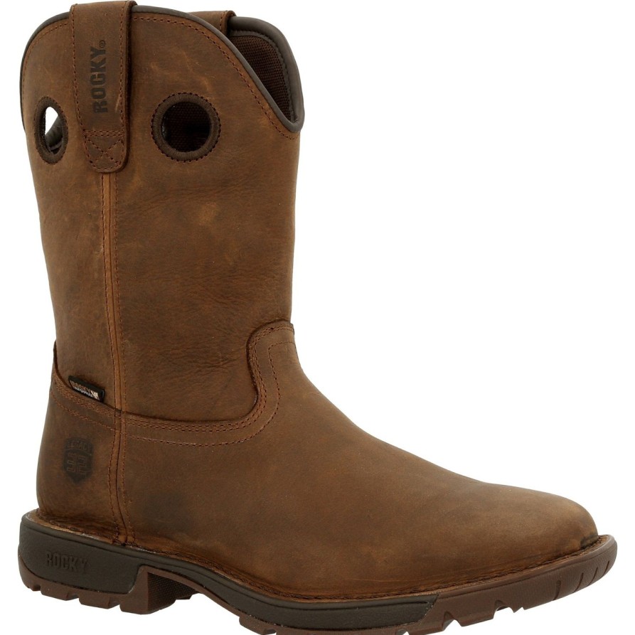 Men'S Rocky | Rocky Men'S Legacy 32 10" Sqr Toe Wp Western Work Boot- Brown- Rkw0340 Dark Brown