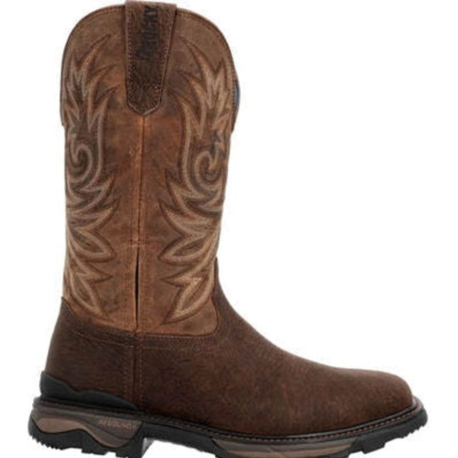 Men'S Rocky | Rocky Men'S Carbon 6 Pull On 12" Wp Western Work Boot Rkw0375 Brown