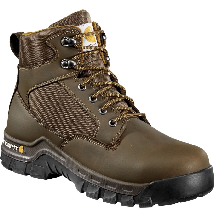 Men'S Carhartt | Carhartt Men'S Rugged Flex 6" Steel Toe Work Boot Cmf6284 Brown