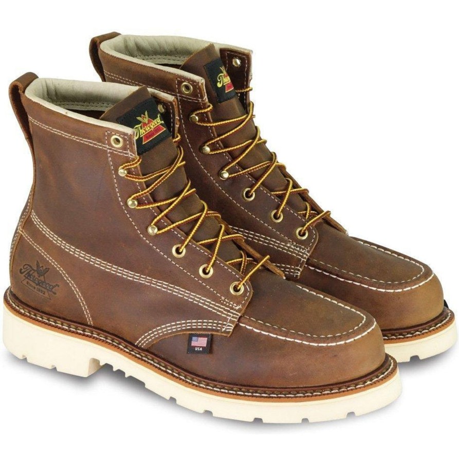 Men'S Thorogood | Thorogood Men'S Usa Made Amer. Heritage 6" Stl Toe Work Boot- 804-4375 Brown