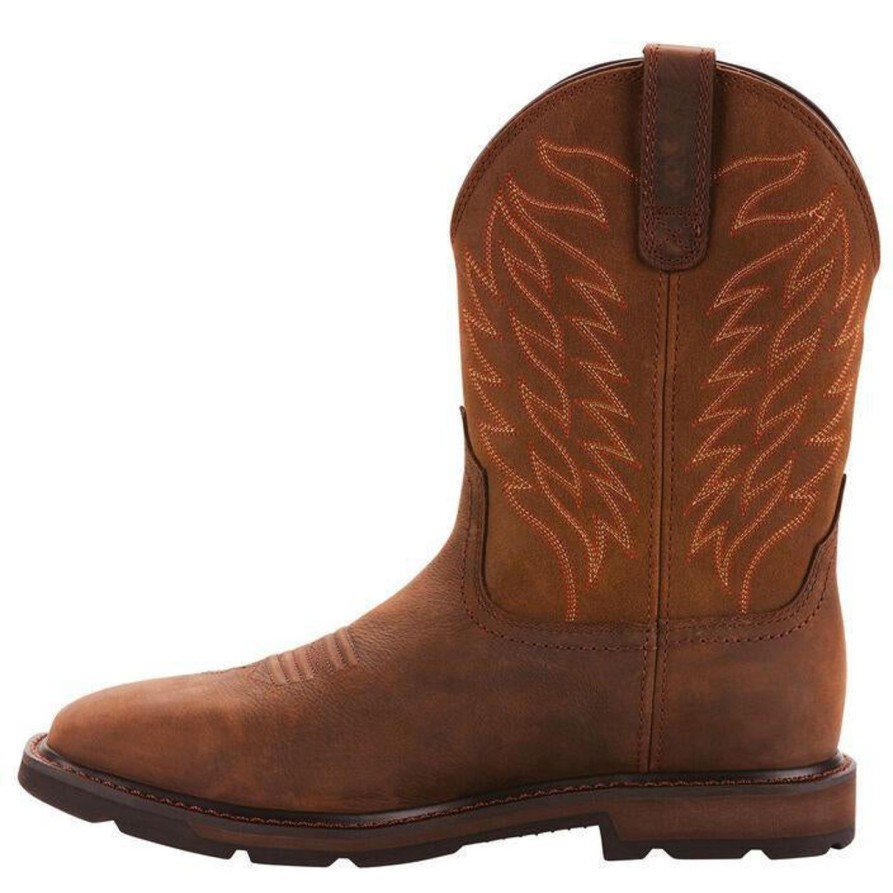 Men'S Ariat | Ariat Men'S Groundbreaker 10" Wide Sqr Western Work Boot- 10024984 Brown