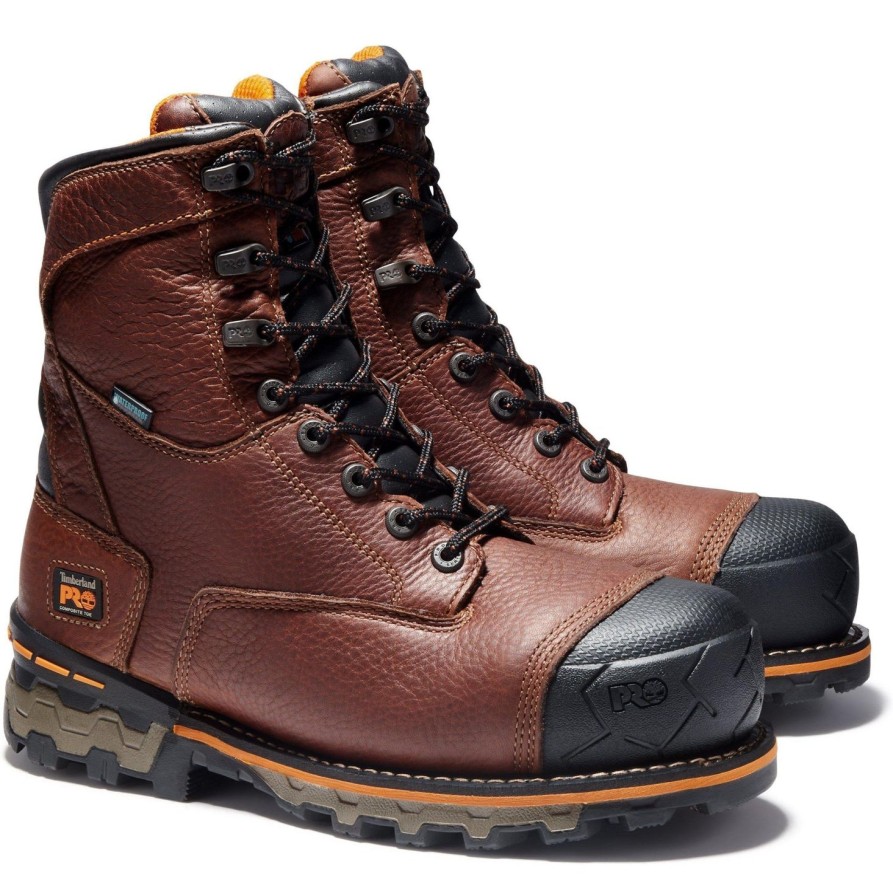 Men'S Timberland Pro | Timberland Pro Men'S Boondock 8" Comp Toe Wp Ins Work Boot Tb089628214 Brown