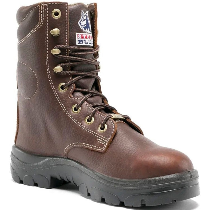 Men'S Steel Blue | Steel Blue Men'S Portland 8" Wp Steel Toe Lace Up Work Boot - Oak - 812955 Brown