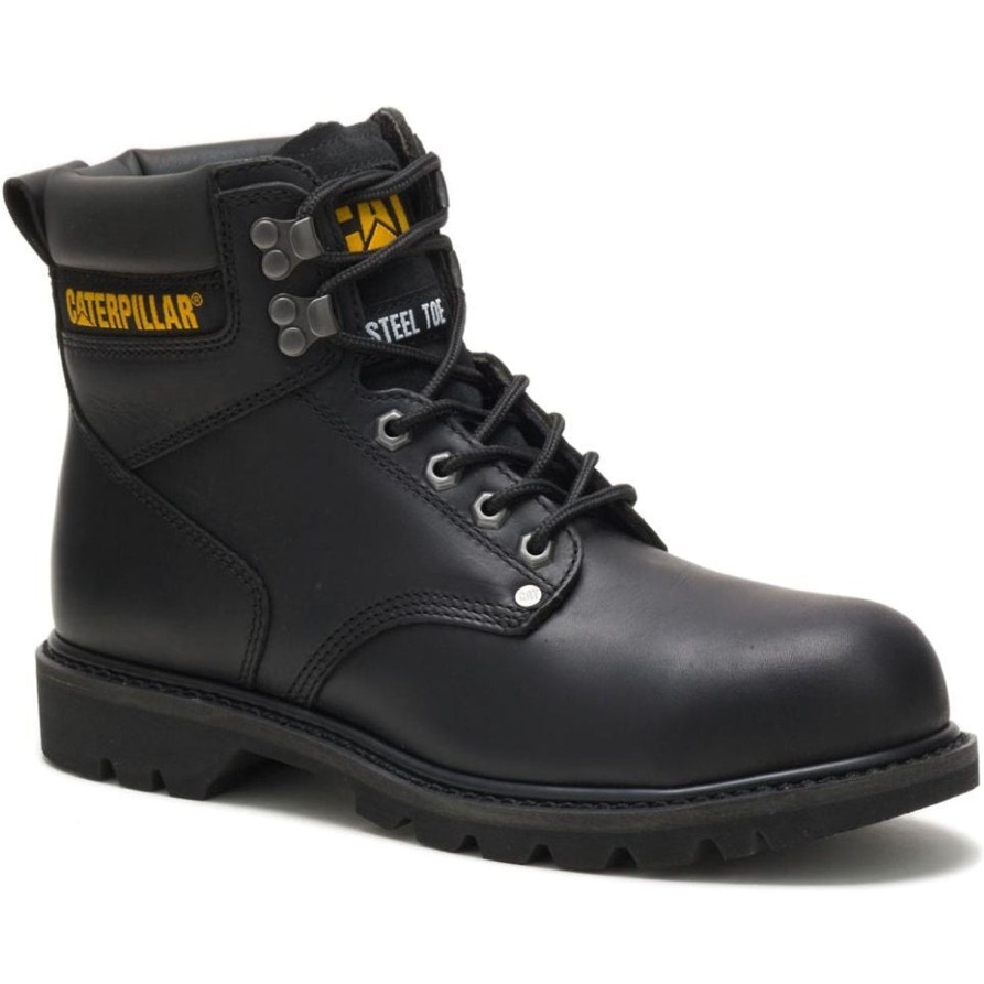 Men'S CAT | Cat Men'S Second Shift Steel Toe Work Boot P89135 Black