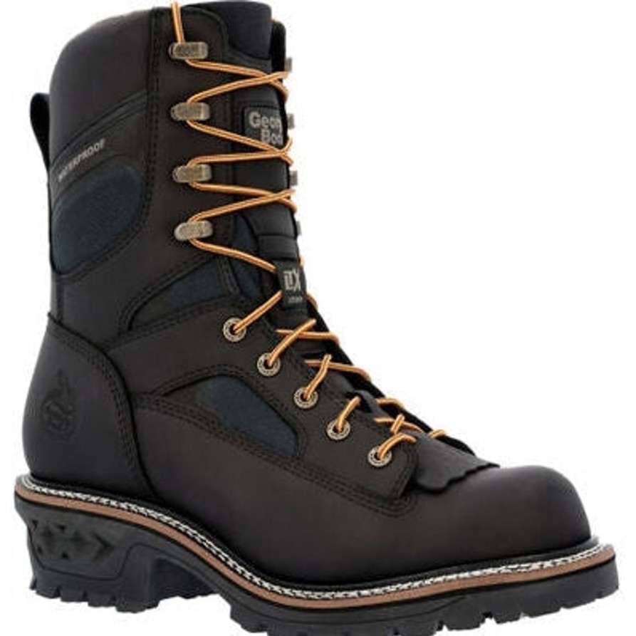 Men'S Georgia | Georgia Men'S Ltx Logger 9" Comp Toe Wp Work Boot Gb00619 Black