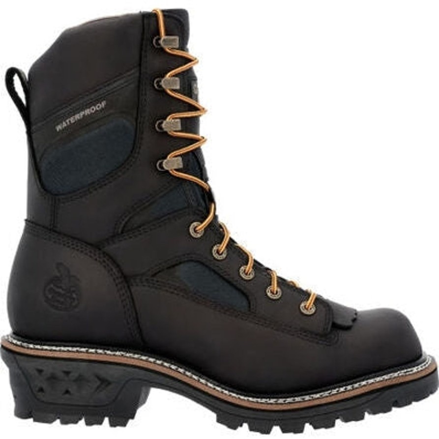 Men'S Georgia | Georgia Men'S Ltx Logger 9" Comp Toe Wp Work Boot Gb00619 Black