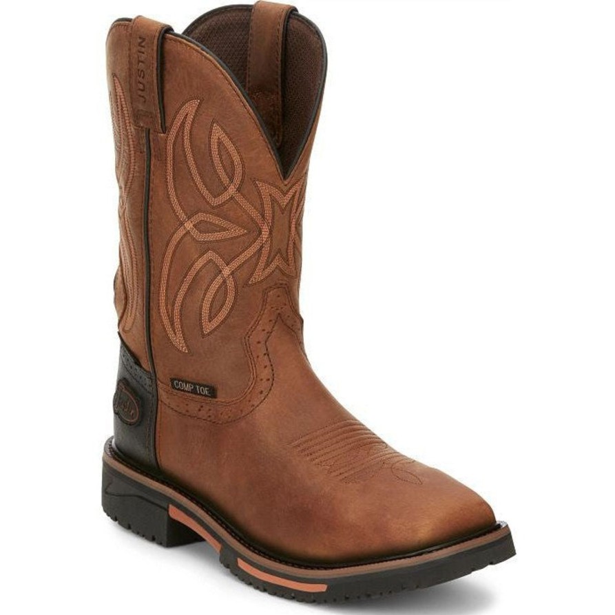 Men'S Justin | Justin Men'S Dallen 11" Nano Comp Toe Western Work Boot Se4215 Brown