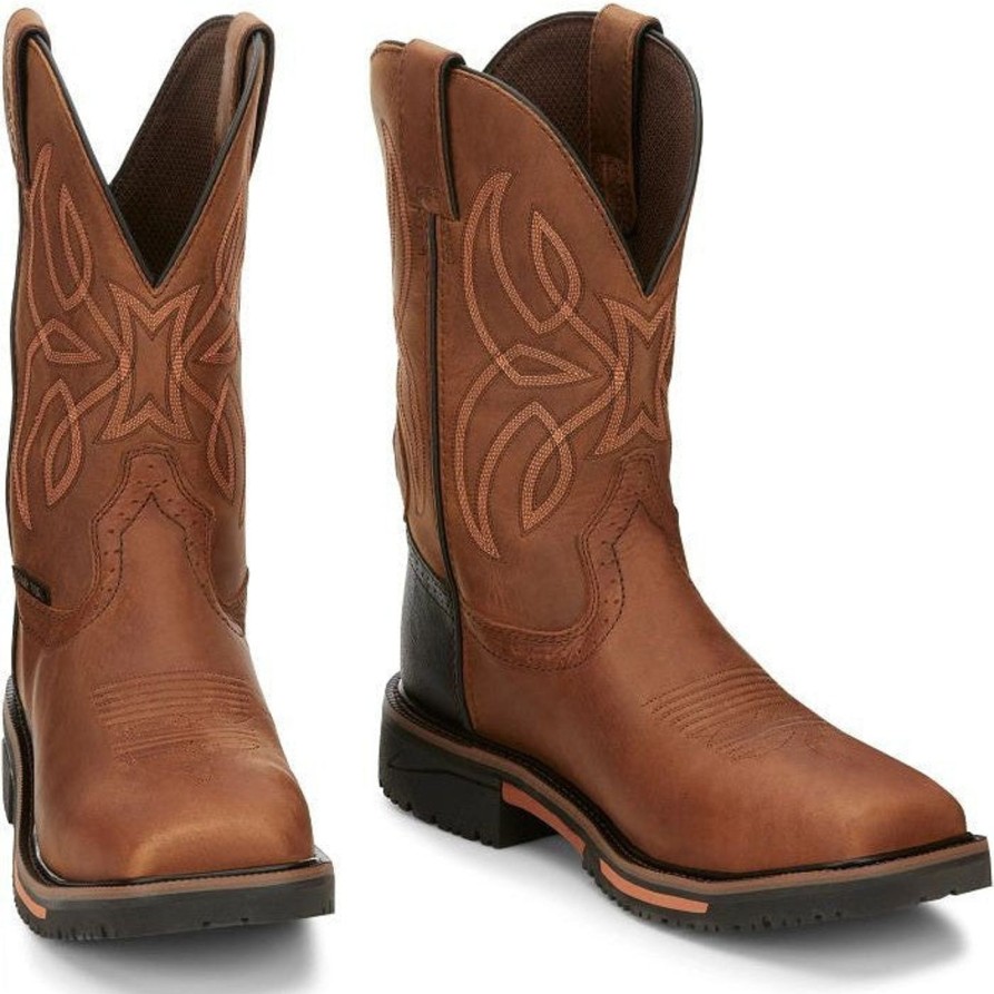 Men'S Justin | Justin Men'S Dallen 11" Nano Comp Toe Western Work Boot Se4215 Brown