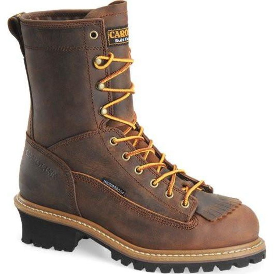 Men'S Carolina | Carolina Men'S Spruce 8" Stl Toe Wp Logger Work Boot Ca9824 Brown