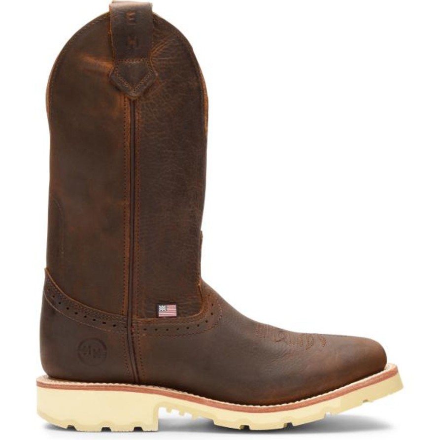 Men'S Double H | Double H Men'S Wooten 12" Steel Toe Usa Made Western Work Boot- Dh4649 Brown