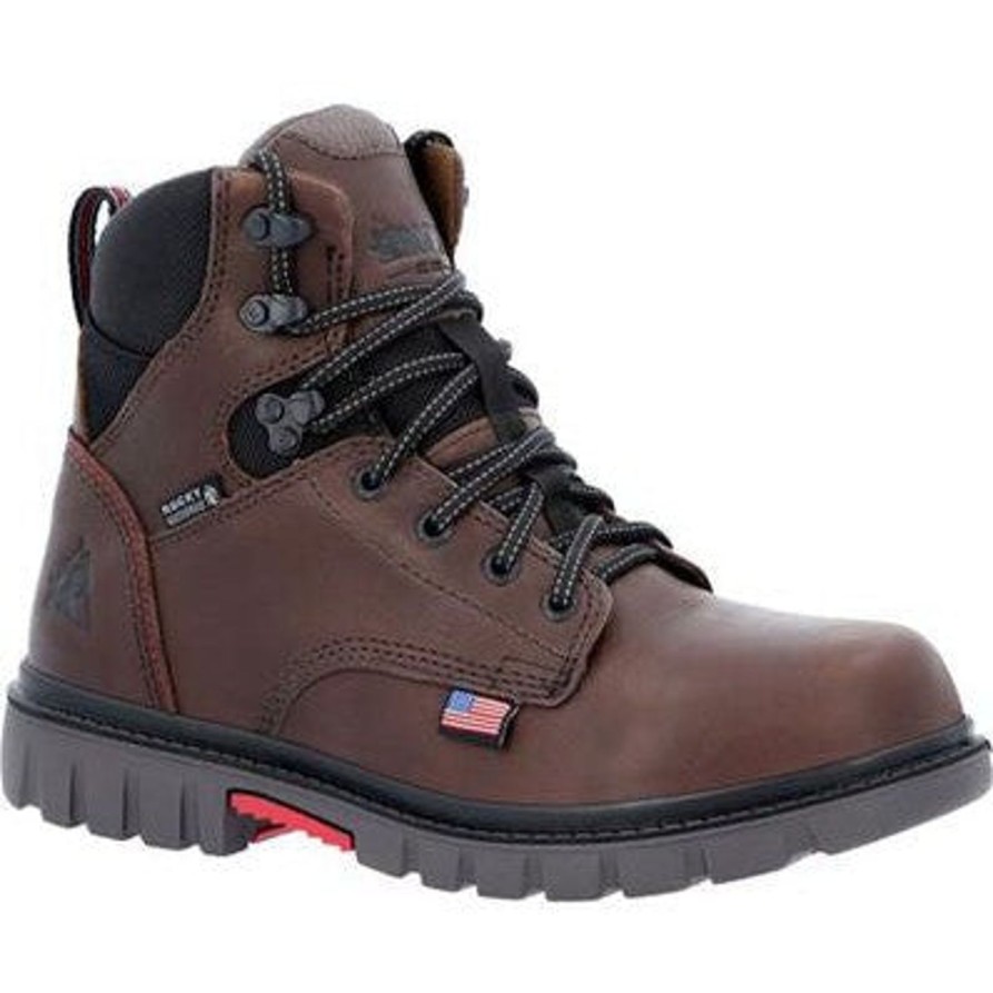 Men'S Rocky | Rocky Men'S Worksmart Usa 6" Wp Slip Resist Work Boot Rkk0452 Brown