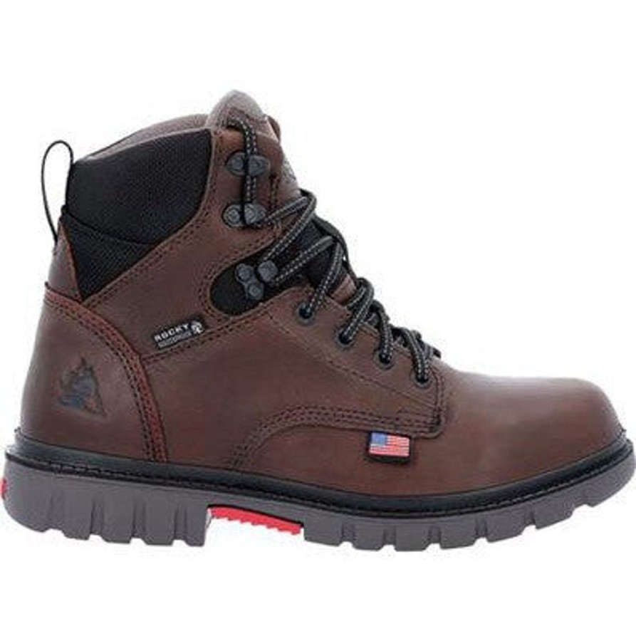 Men'S Rocky | Rocky Men'S Worksmart Usa 6" Wp Slip Resist Work Boot Rkk0452 Brown