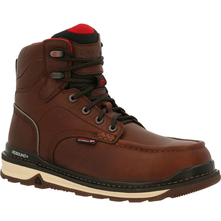 Men'S Rocky | Rocky Men'S Rams Horn 6" Comp Toe Wp Wedge Work Boot Rkk0322 Brown