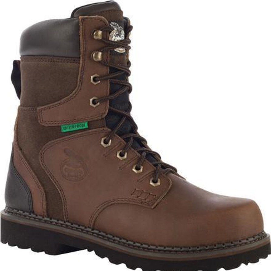 Men'S Georgia | Georgia Men'S Brookville 8" Stl Toe Wp Work Boot - Brown - G9334 Dark Brown