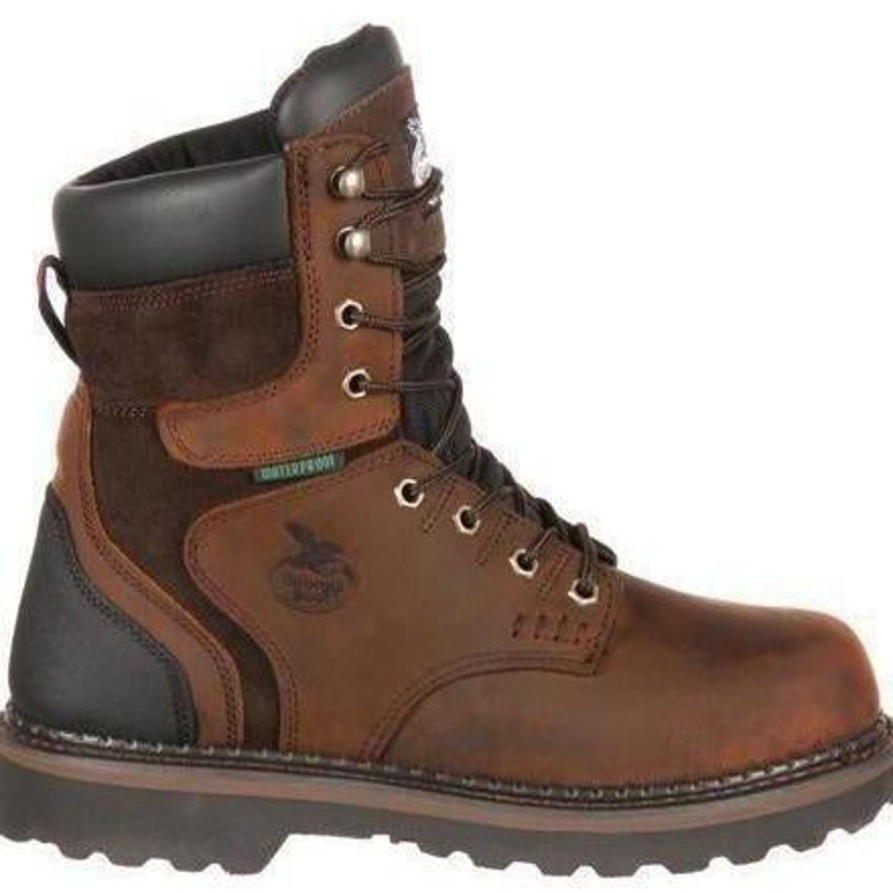 Men'S Georgia | Georgia Men'S Brookville 8" Stl Toe Wp Work Boot - Brown - G9334 Dark Brown