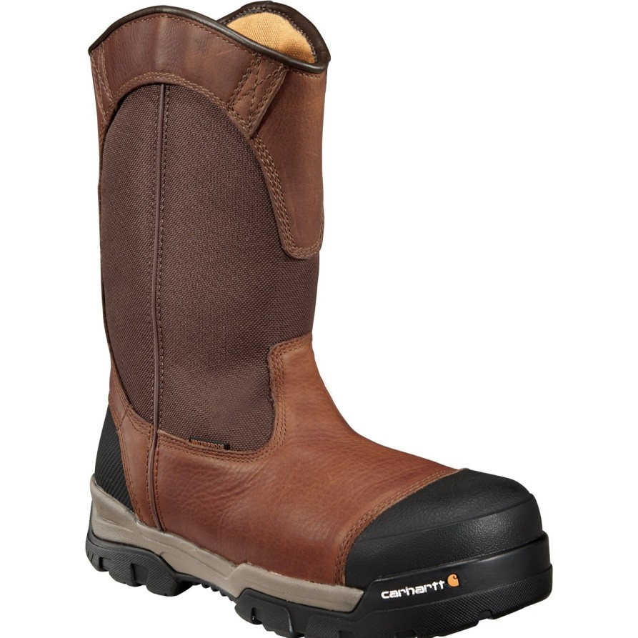 Men'S Carhartt | Carhartt Men'S Ground Force 10" Comp Toe Wp Wellington Work Boot Cme1355 Brown