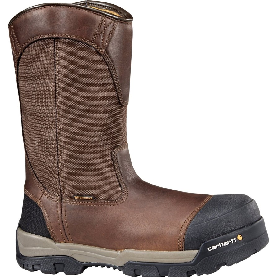 Men'S Carhartt | Carhartt Men'S Ground Force 10" Comp Toe Wp Wellington Work Boot Cme1355 Brown